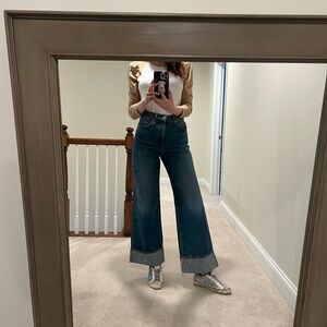 Veronica Beard Taylor Cuffed Wide-Leg Jean